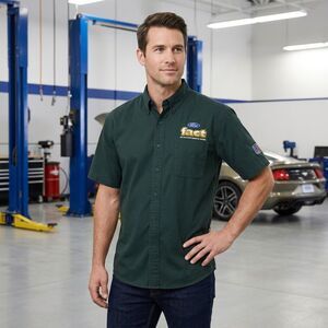 Ford FACT Port Authority XL Green Short Sleeve Button Down Shirt Embroidered